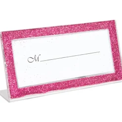 Porte nom cadre rose fuchsia pailleté