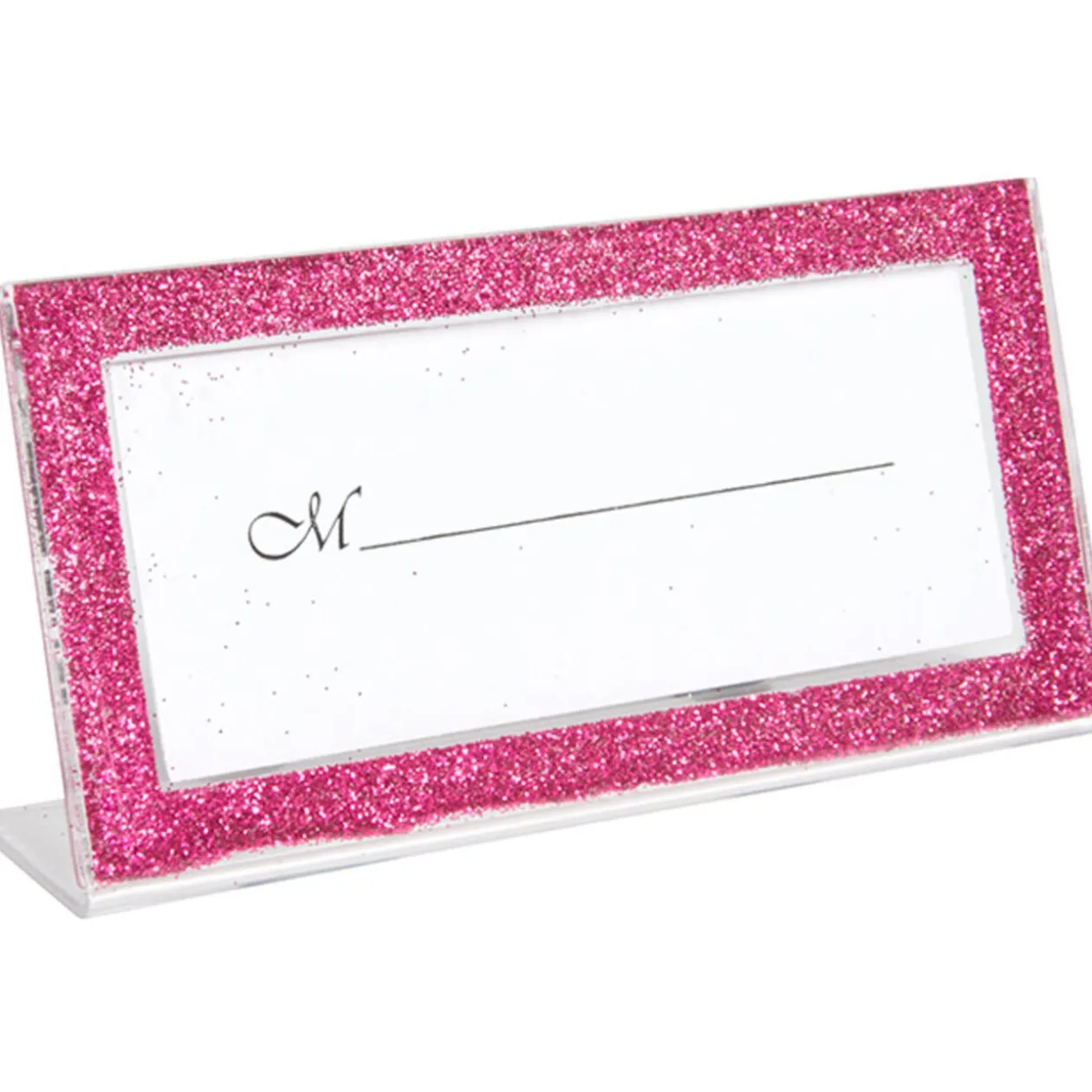 Porte nom cadre rose fuchsia pailleté