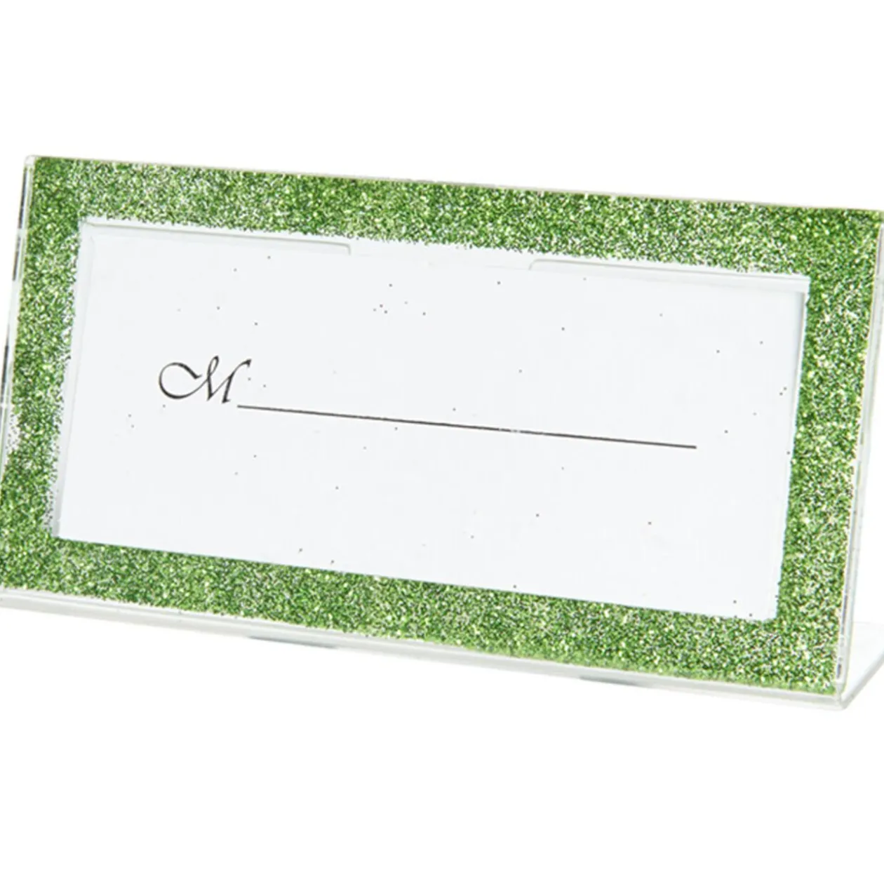 Porte nom cadre vert anis pailleté