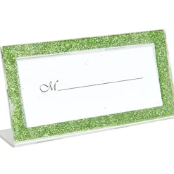 Porte nom cadre vert anis pailleté