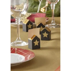 Porte nom forme maison motif étoile x4