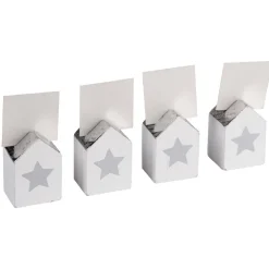 Porte nom forme maison motif étoile x4