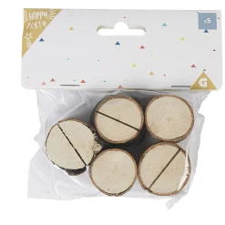 Porte nom rondin de bois x5