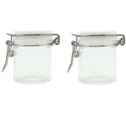 Pot transparent avec couvercle hermétique x2