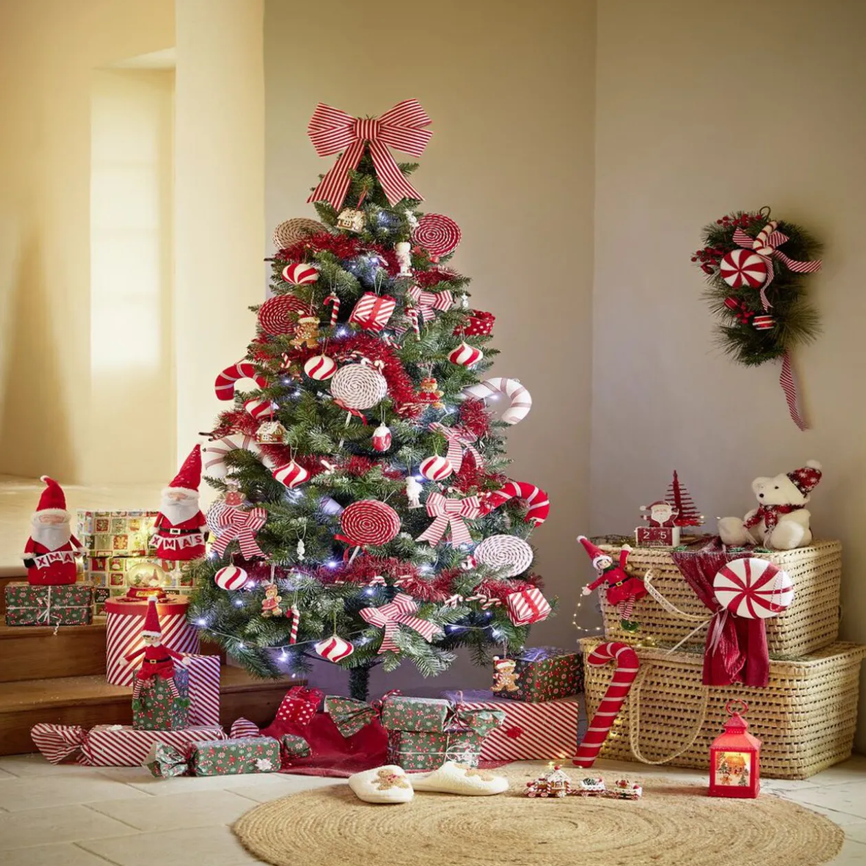 Père noël à poser en feutrine Ø14xH40cm