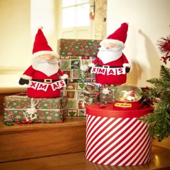 Père noël à poser en feutrine Ø14xH40cm