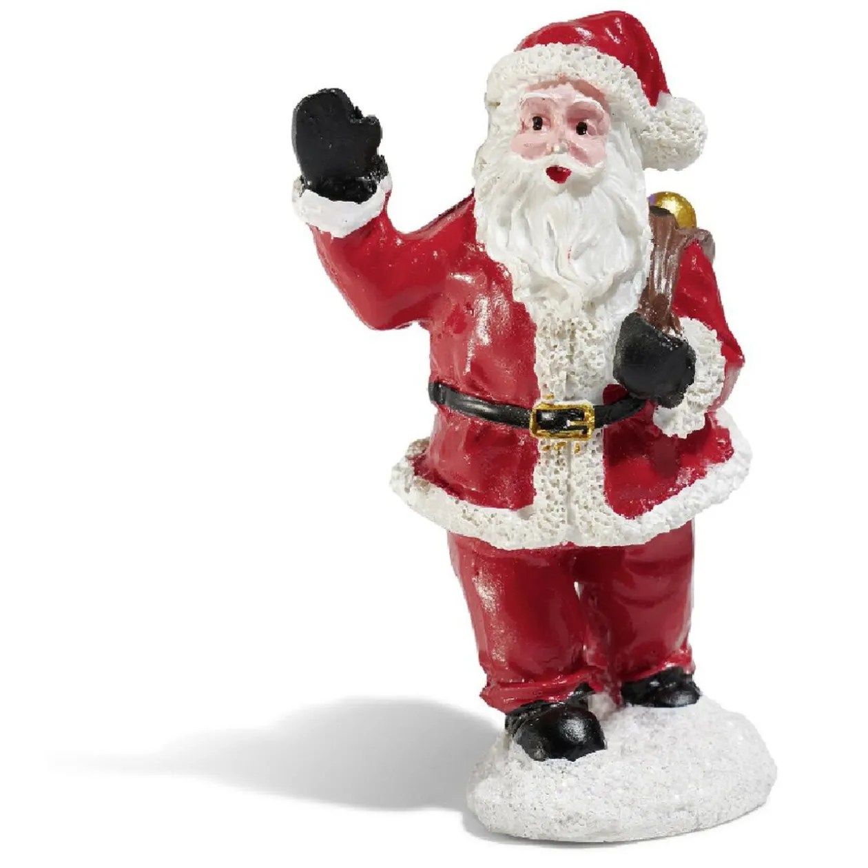 Père Noël avec hotte rouge blanc noir en résine