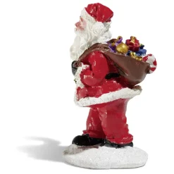 Père Noël avec hotte rouge blanc noir en résine