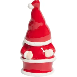 Père Noël lumineux 1LED céramique rouge et blanc H15,5cm