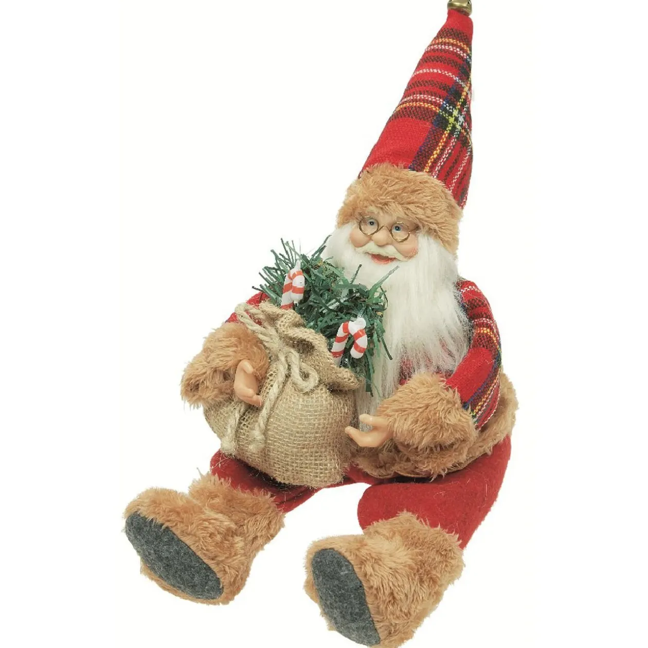 Père-Noël assis à poser décoration