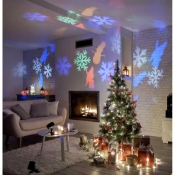 Projecteur de Noël LED animé flocons personnages multicolores