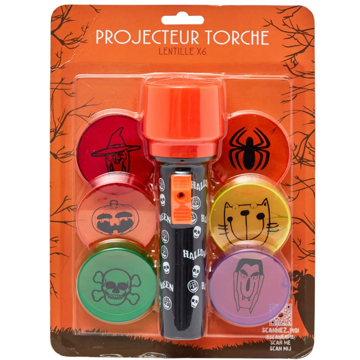 Projecteur lampe torche 6 lentilles Halloween