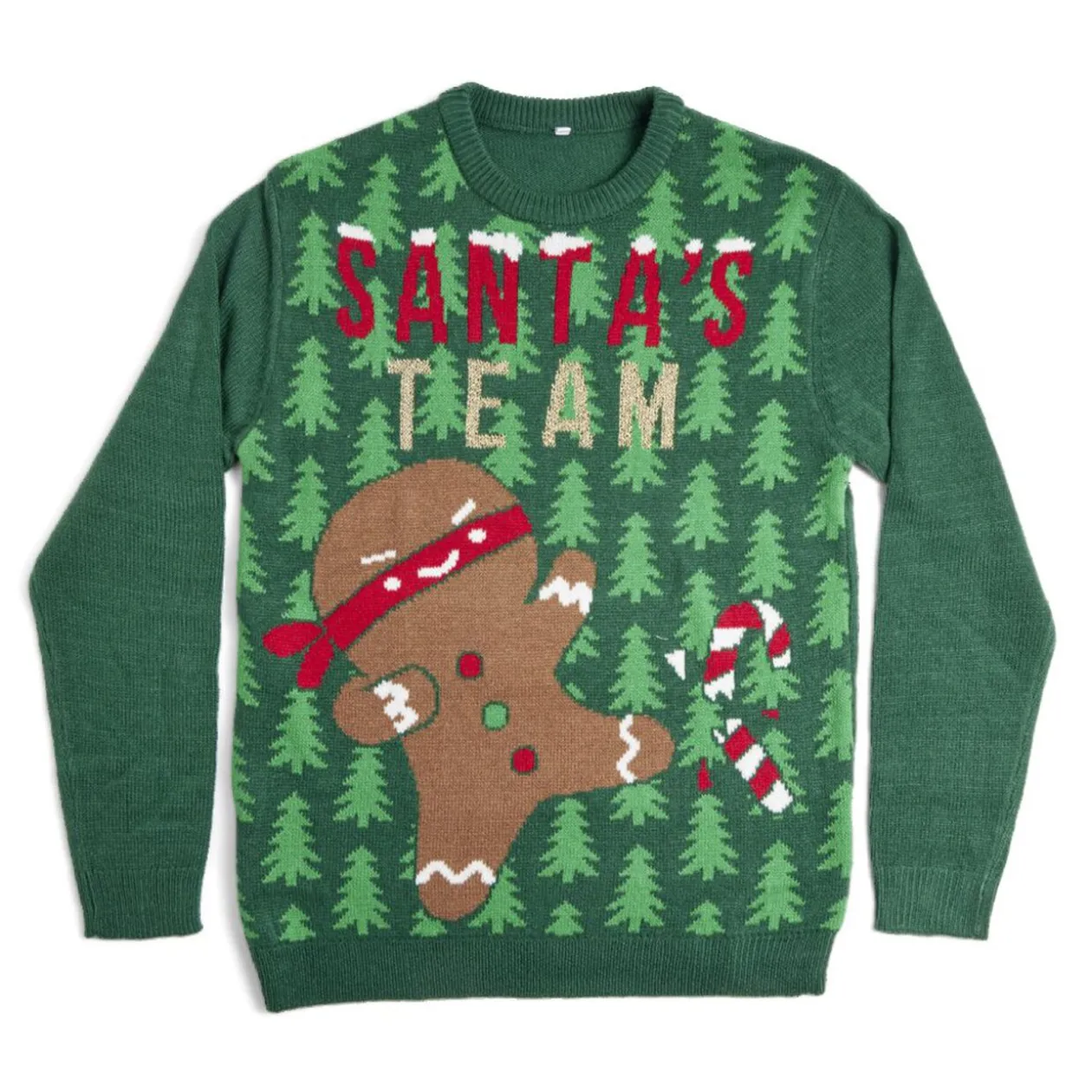 Pull de Noël inscription Santa's Team Ginger Ninja vert S/M ou L/XL