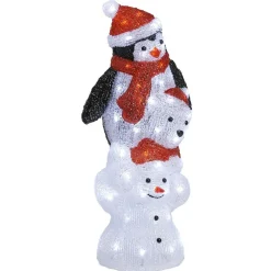 Pyramide bonhomme de neige ourson et pingouin lumineux