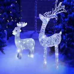 Renne de Noël lumineux 80 LED blanc froid H100cm
