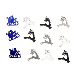 Rennes et traineau en bois pour décoration de table 12 pièces 2x2cm