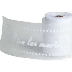 Rouleau de tulle vive les mariés blanc