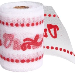 Rouleau de tulle vive les mariés blanc rouge