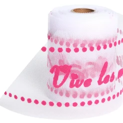 Rouleau de tulle vive les mariés blanc rose fuchsia