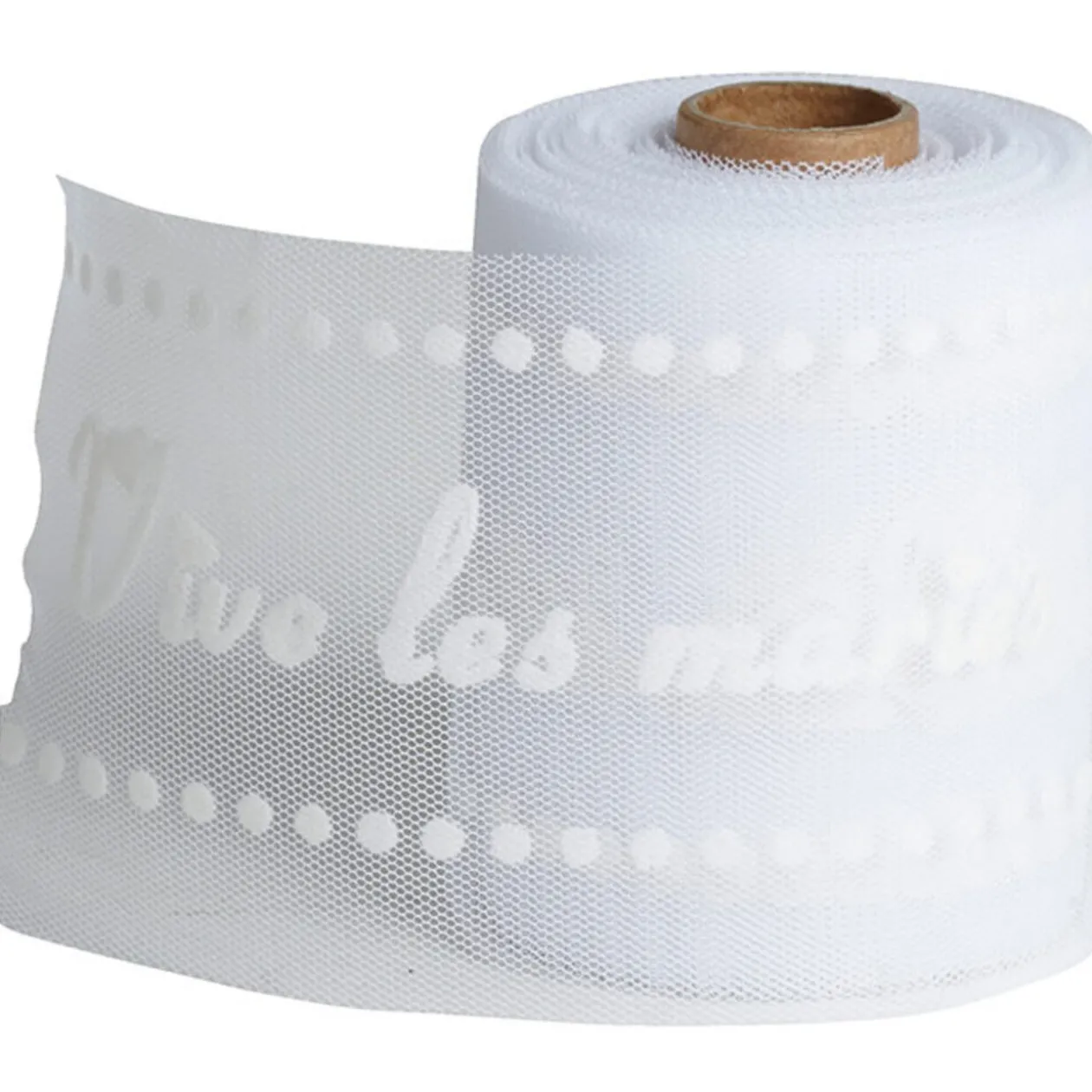 Rouleau de tulle vive les mariés blanc ivoire