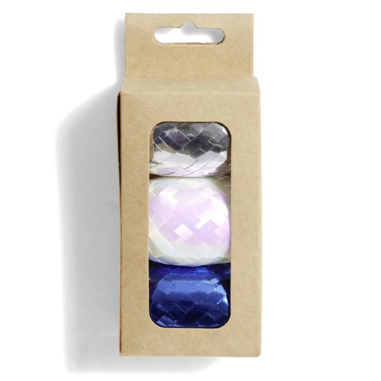 Ruban bolduc argenté blanc bleu 10m x3