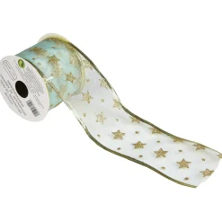 Ruban en organza à motifs dorés pour paquet cadeau 2,75 m