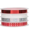Ruban papier cadeau 5 m rouge blanc argenté x4