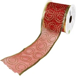 Ruban pour emballage cadeau rouge à paillettes