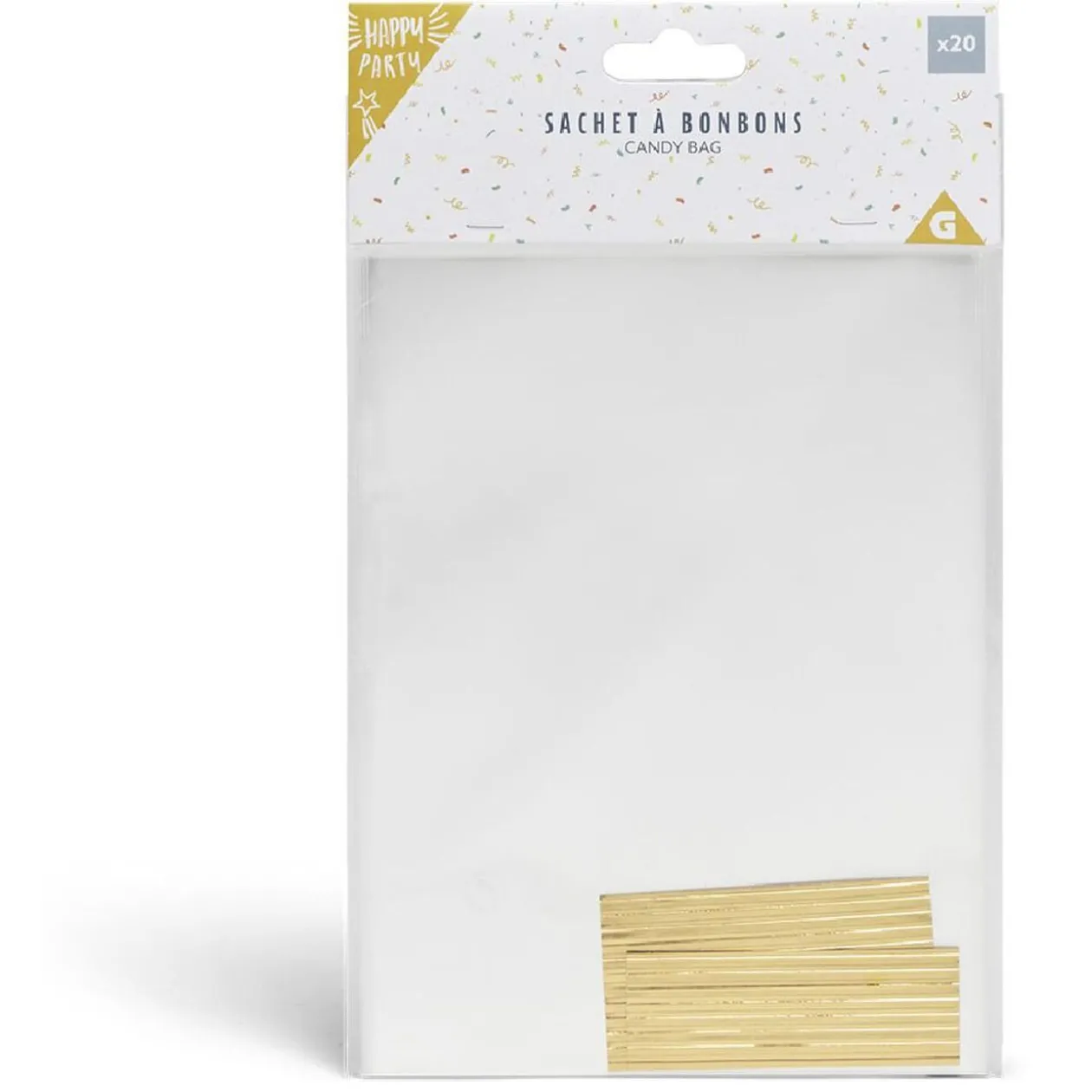 Sac à bonbons pochette transparente x20 avec lien