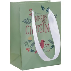 Sac à cadeau petit format thème nature vert, brun ou rouge