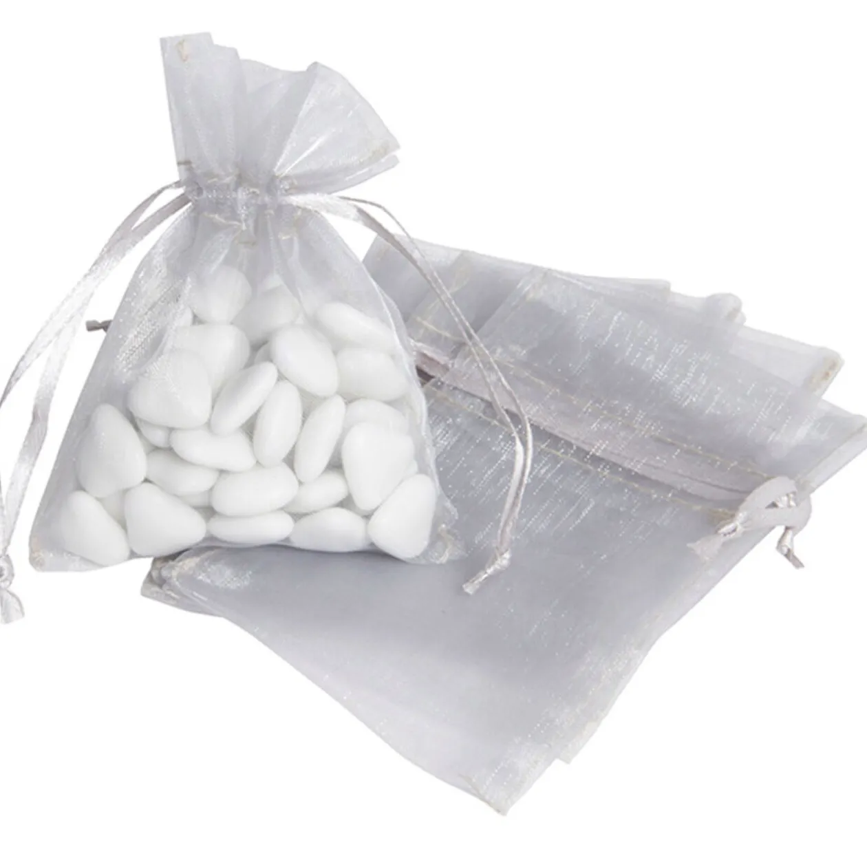 Sac à dragées argenté x5