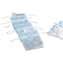 Sac à dragées bleu design tétine x6