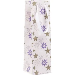 Sac cadeau à bouteille imprimé Noël doré