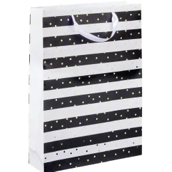 Sac cadeau blanc noir XL motifs pois doré