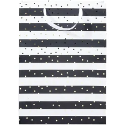 Sac cadeau blanc noir XL motifs pois doré
