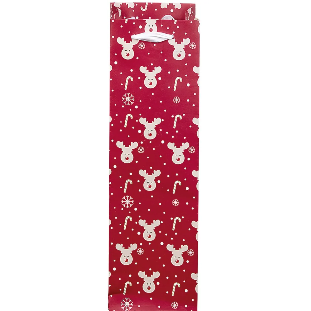 Sac cadeau bouteille motif Noël blanc rouge