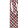 Sac cadeau bouteille rouge motif flocon ou tartan