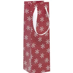 Sac cadeau bouteille rouge motif flocon ou tartan