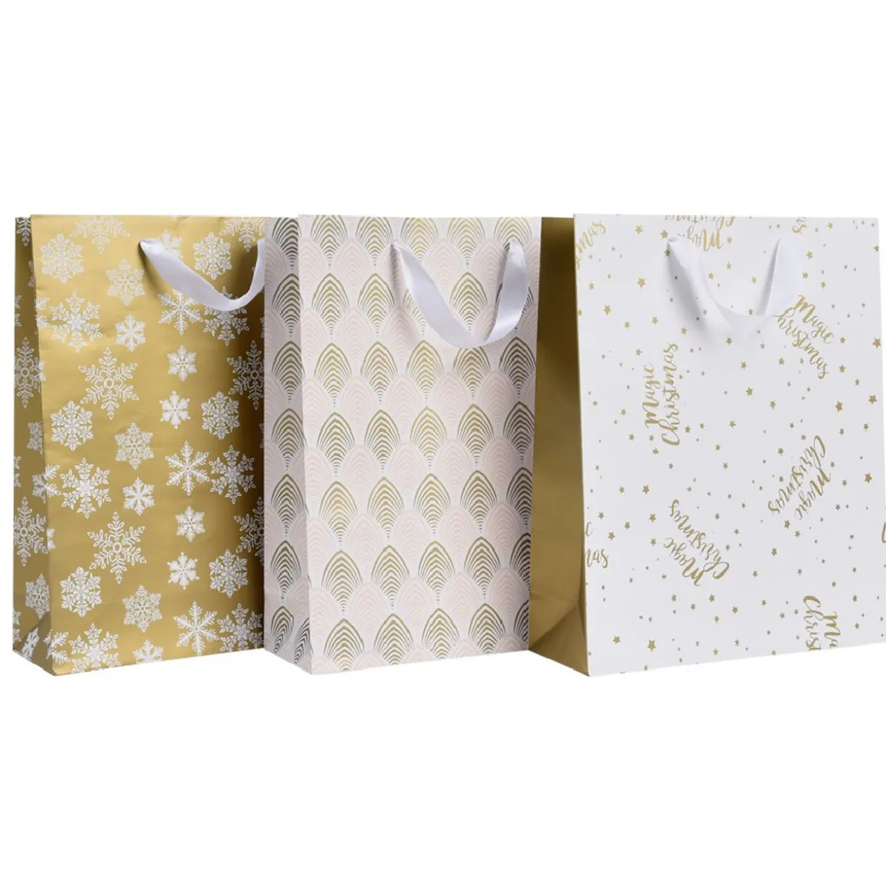 Sac cadeau de Noël doré taille M