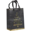 Sac cadeau de Noël noir et doré petit modèle