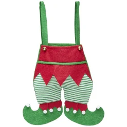 Sac cadeau en forme d'habit de lutin rouge et vert