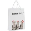 Sac cadeau Joyeux Noël motif chats modèle moyen