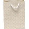 Sac cadeau Kraft blanc motif géométrique taille M