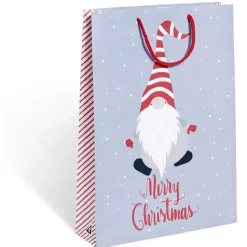 Sac cadeau motif gnome Père Noël ou biscuit pain d'épices - Taille L