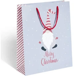 Sac cadeau motif gnome Père Noël ou biscuit pain d'épices - Taille M