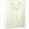 Sac cadeau motifs géométriques blanc et doré