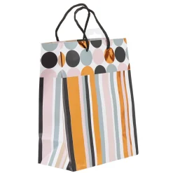 Sac cadeau motifs rayures et pois brillants petit modèle