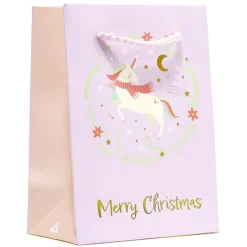 Sac cadeau Noël enfant licorne ou dinosaure 11xH15cm - 2 modèles