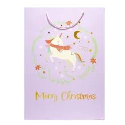 Sac cadeau Noël enfant licorne ou dinosaure 33xH46cm - 2 modèles