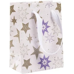 Sac cadeau Noël imprimé doré L10,8x14,6 cm